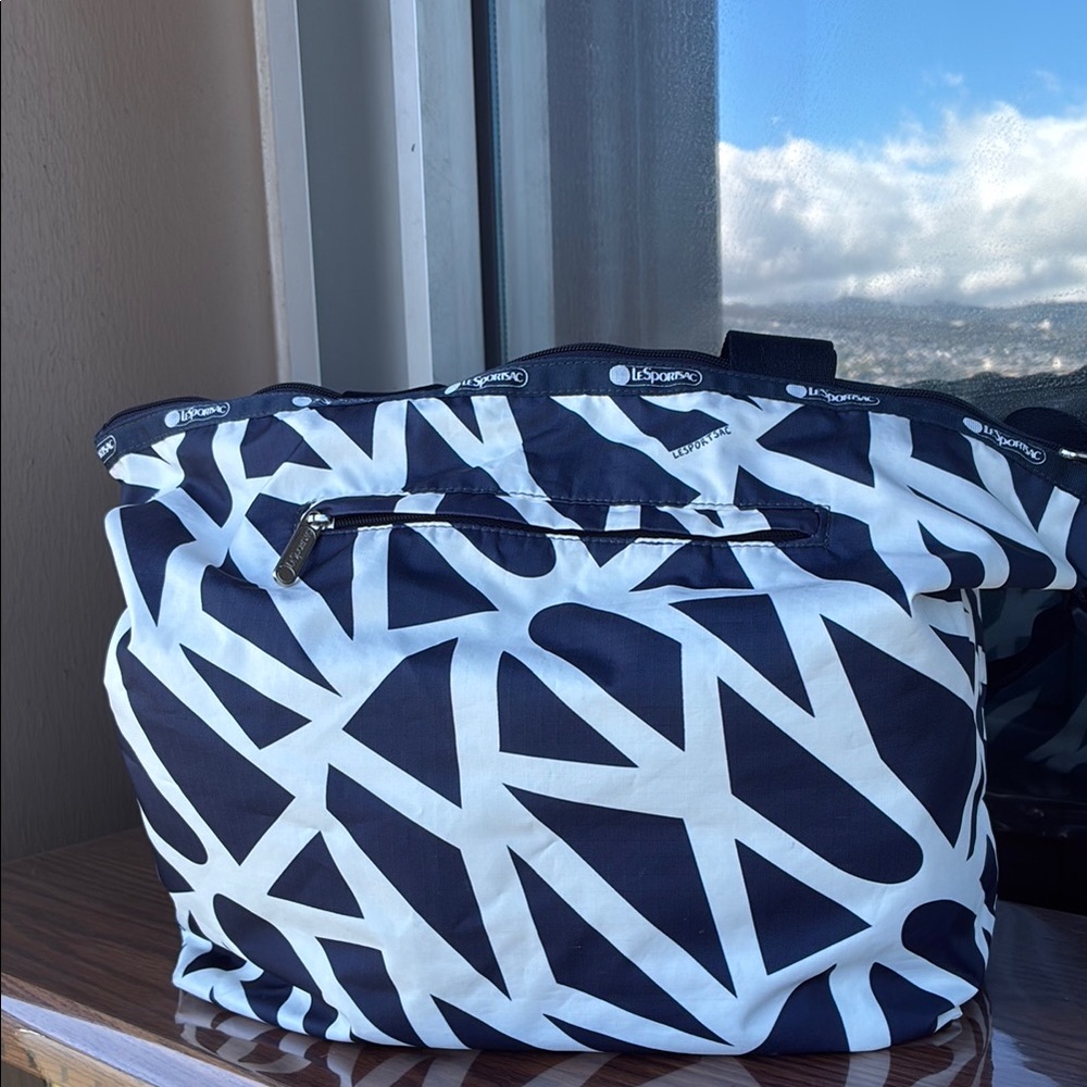 LeSportsac navy blue and white Geometric Tote